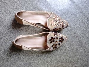 Embellished Floral Pointed Toe Ballerinas