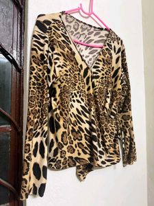 y2k vintage leopard print wrap top/shrug🐆