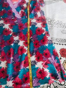 Floral Print Top with Lace Trim Night Suits....