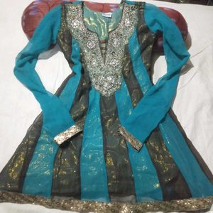 Beautiful Girls Teal &amp; Black Kurti