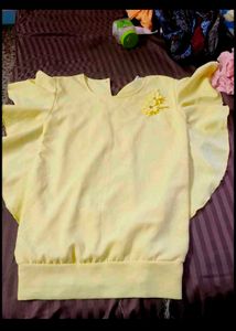 New not used cute yellow ruffle sleeve top
