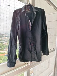 Black Long Sleeve Button-Down Shirt