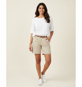 Beige color Cotton Shorts