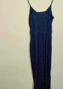 Navy Blue Polka Dot Jumpsuit For 34 Bust
