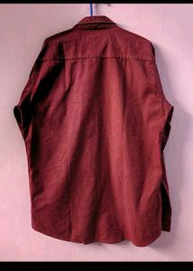 Men's Burgundy Long Sleeve Button-Up Shirt