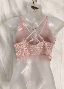 Pink Lace Floral Crop Top