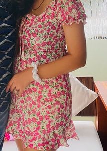 Floral Print Puff Sleeve Mini Dress