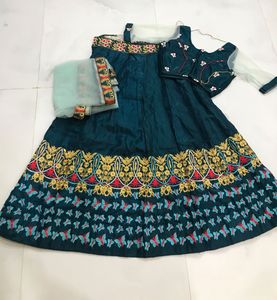 Designer Teal Lehenga Choli with Butterfly Embroid