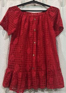 Chic Red Lace Off-Shoulder Top