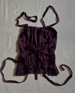 Satin Halter Neck Ruffle Top
