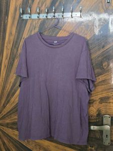 H&M Solid Dusty Plum / Muted Purple Crewneck Tee