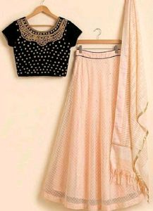 Black Velvet Sequins work Choli