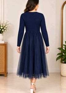 Elegant Navy Blue Midi Dress