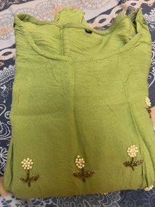 Green And White Sharara Set