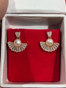 Pearl &amp; Crystal Fan Earrings
