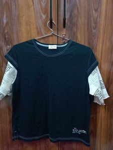 Vintage Y2K/Alt Newspaper Print Tee