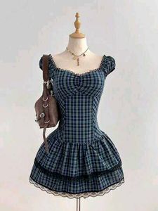y2k Gothic Plaid Mini Dress