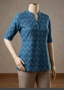 Blue Printed Kurta Top