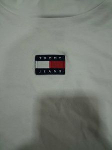 Tommy Jeans White Mock Neck Crop Top