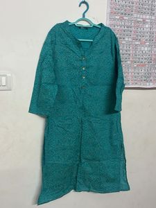 Teal Ethnic Bandhni Print Kurta