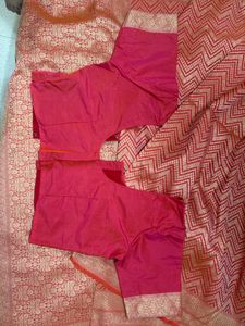 Red &amp; Gold Chevron Pattern Saree