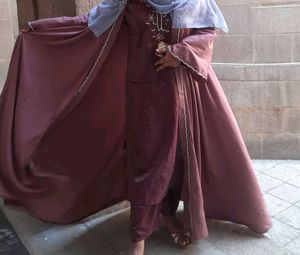 Beautiful Pink abaya Burqha with heavy work hijab