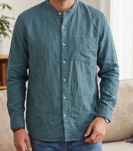 Men's Casual Band Collar Shirt