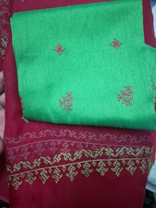 Rani Pink Saree with Contrast blouse piece