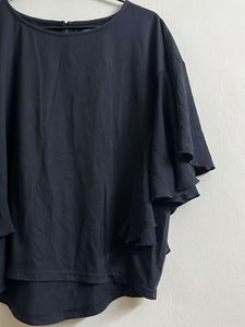Chic Black Ruffle Sleeve Top