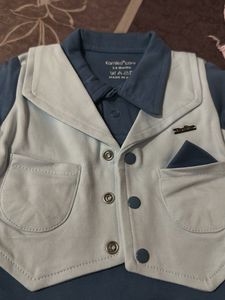 new born Baby Boys Blue Vest &amp; Shirt Set