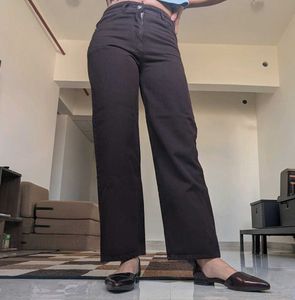 Stylish Brown Wide-Leg Jeans