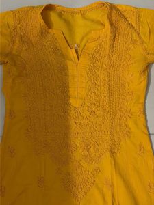 Yellow Chikankari Kurta Set