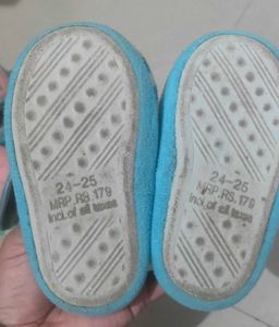 Cute Blue Striped Character Slippers