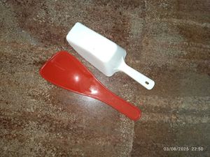 White Flour Spatula And Red Seeving Spoon