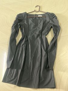 Chic Black Puff Sleeve Square Neck Dress