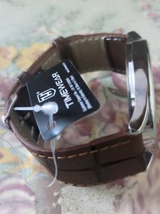 Classic Analog Watch with Brown Strap