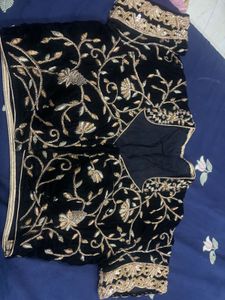 Black Velvet Embroidered Blouse