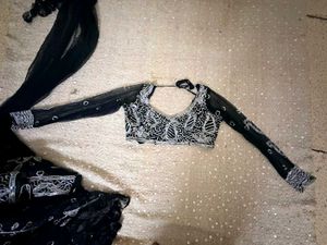y2k Black Sequined Lehenga Choli Set
