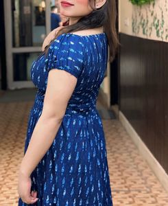 Stylish Blue Printed Maxi Dress