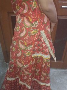 Red Paisley Print Salwar Kameez
