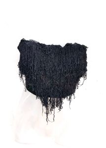 Black Fringe Strapless Crop Top