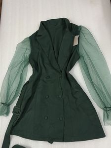 Chic Green Dress with Sheer Sleeves
