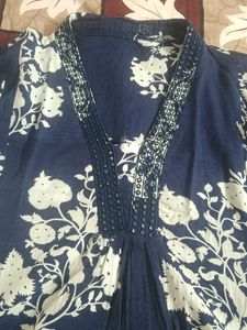 Blue Floral Printed Kurta Set