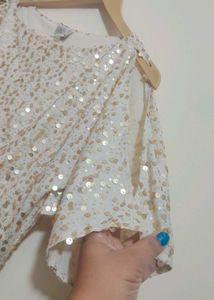 Cream Color Sequins Work Partywear Dress 36 Bust
