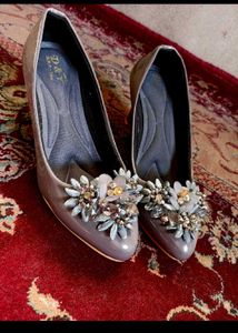 Elegant Grey Embellished Heels