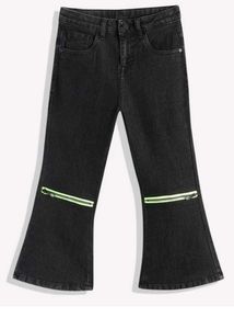 Black Flared Jeans with Neon Zippers