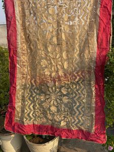 Elegant Gold and Red Dupatta