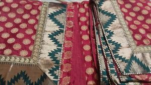 Beautiful Maroon &amp; Gold Dress Material