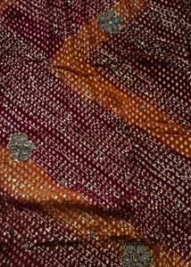 Beautiful Red Bandhani Saree with Sequins