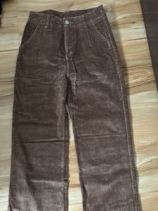 Brown Corduroy Wide Leg Pants